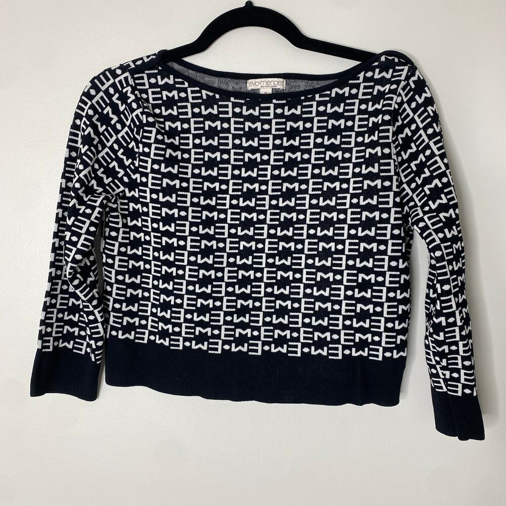 Eva Mendes New York & Company Black White EM Cropped Sweater Medium